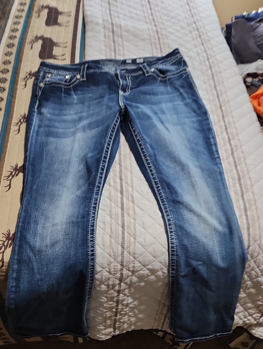 Miss Me Women's Distressed Blue Straight-Leg Jeans